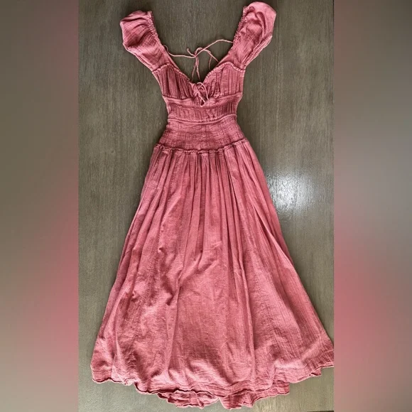 Free People Feeling Bonita Midi Dress Backless Pink Rose XS - Picture 4 of 14